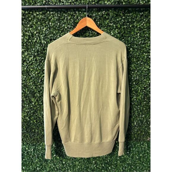 Athleta Purana V Neck Wrap Sweatshirt Green Heather Size Small - Picture 2 of 4